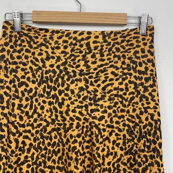 & Other Stories Skirt Size 10 EUR 38 Orange Leopard Print Satin Midi - Picture 7 of 10